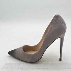 FOWT Grey Suede Pointed Toe Pumps Sexy High Heels Slip On Bride Wedding Shoes